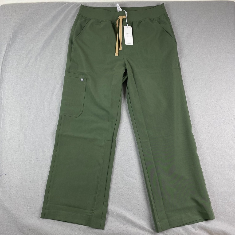 Figs Isabel High Rise Wide Leg Scrub Pant in Moss XL Regular NEW NWT
